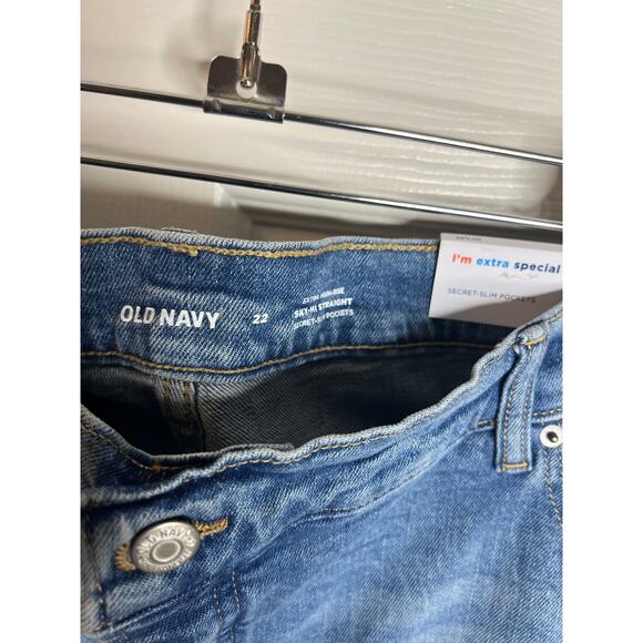 Old Navy Women's Extra High Rise Sky-Hi Straight Ankle Jeans Blue NEW ~ Size 22 - Picture 8 of 9